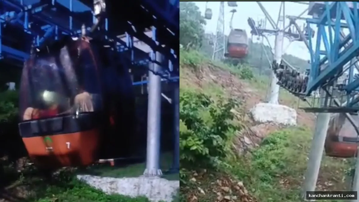 राजगीर रोपवे में खराब मौसम से थमीं ट्रॉलियां, हवा में लटके 20 बोल बम श्रद्धालु