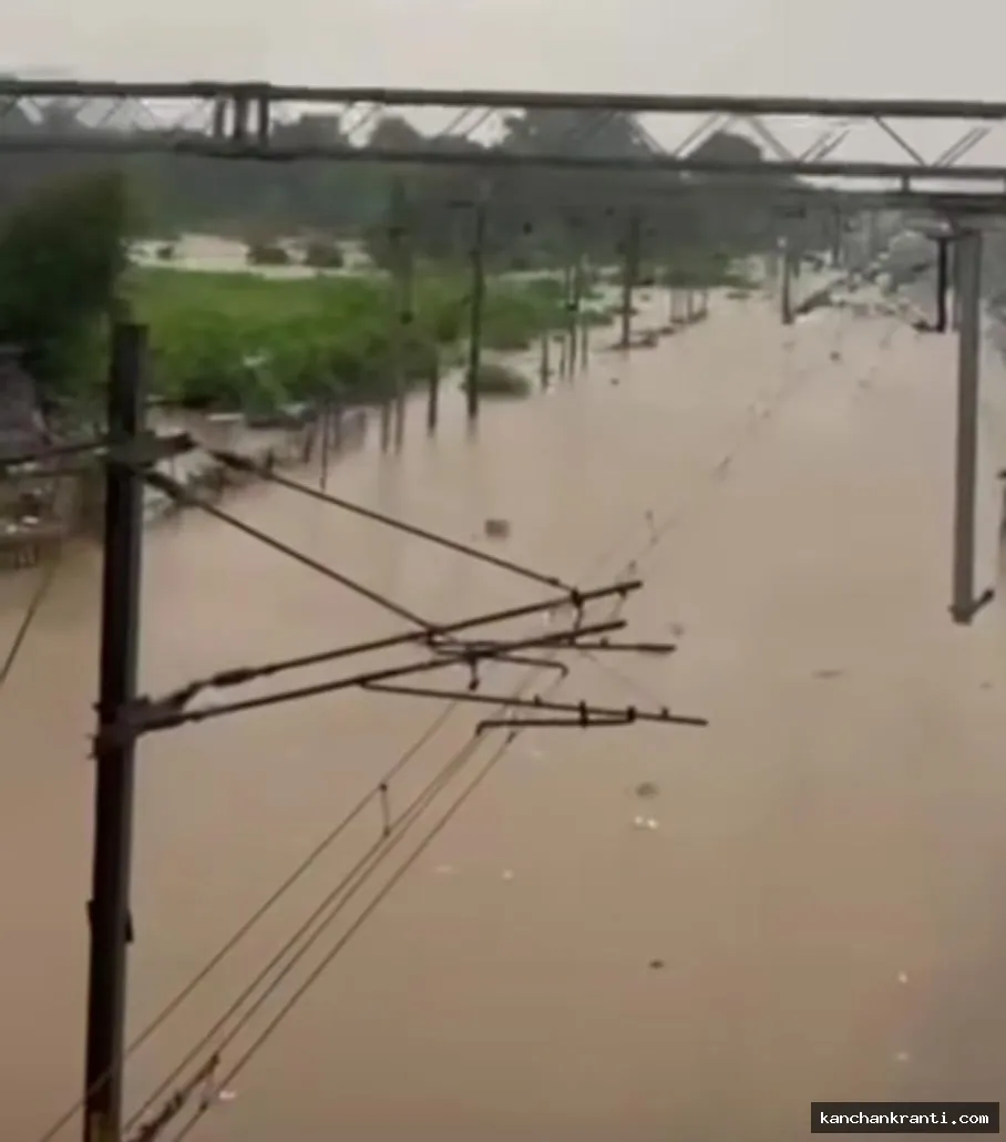 रेलवे ट्रैक पर चढ़ा पानी, हावड़ा-मुंबई मुख्य मार्ग पर ट्रेनों का परिचालन पूरी तरह ठप